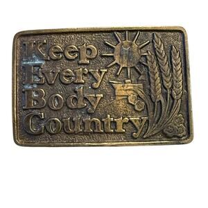 Vintage Brass/Bronze Keep Everybody Country Western Belt Buckle 1979